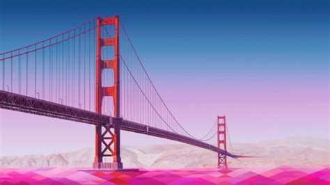 Geometric Golden Gate Bridge Wallpaper Abstract Hd