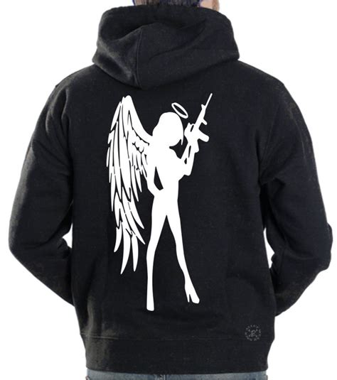 Angel Girl W Ar 15 Hooded Sweat Shirt ~ Pin Up Babe Ar15 Hoodie Gun