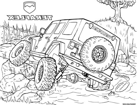 jeep coloring page printable  wallpaper
