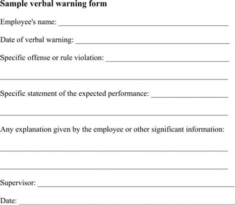 sample verbal warning templatesforms pinterest template