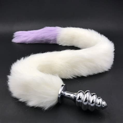 stainless steel thread anal plug long plush tail butt plug anal stopper