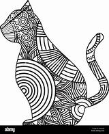 Zentangle Gato Colorear Katze Skizze Bosquejo Sentado Monocromo Paginas Dibujadas Mano sketch template