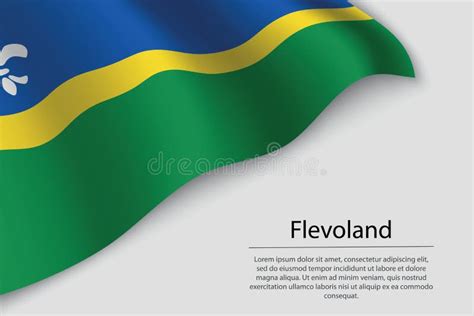wave flag  flevoland   province  netherlands banner   stock vector illustration