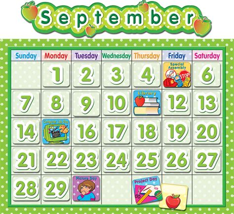 polka dot school calendar bulletin board tcr teacher created