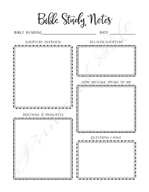 bible study notes  printable instant  church etsy
