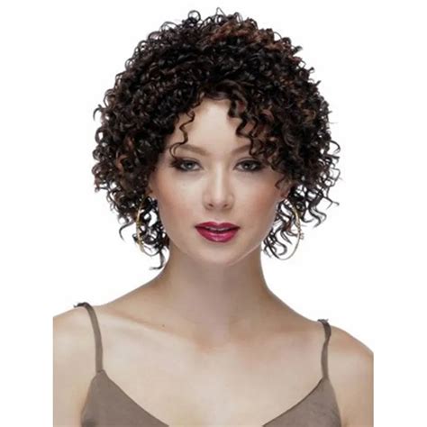 short afro curly wigs high quality wigs  black women short kinky curly brown synthetic wigs