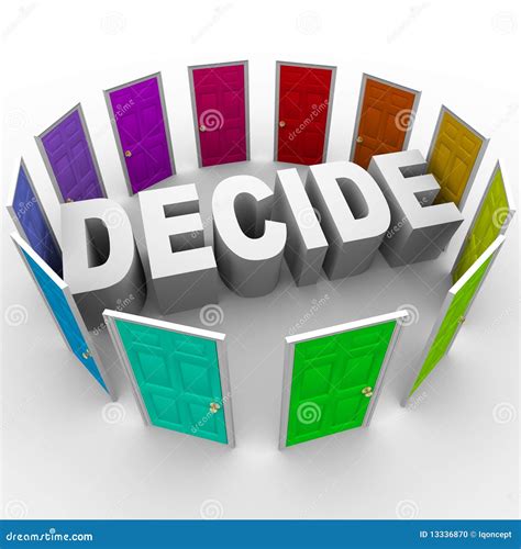 decide word surrounded  doors stock illustration illustration  decide election