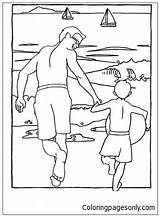 Beach Son Father Scene Coloring Pages Color Getdrawings Drawing Coloringpagesonly sketch template