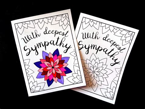 sympathy card  flowers printable  coloring page etsy