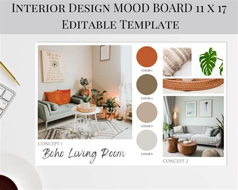 editable interior design mood board template interior etsy