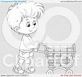 Boy Pushing Clipart Shopping Cart Illustration Royalty Vector Transparent Background Bannykh Alex Clip sketch template