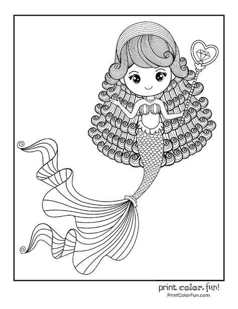 mermaid coloring pages  fantasy printables print color fun