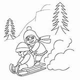 Coloring Winter Pages Snow Sledding Kids Printable Momjunction Girl sketch template
