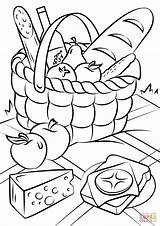Coloring Food Pages Basket Picnic Printable Fruit Choose Board Summer Kids sketch template