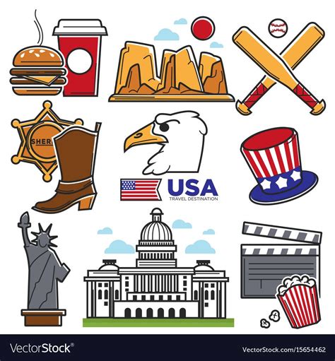 united states symbols  icons  color   white backgroung