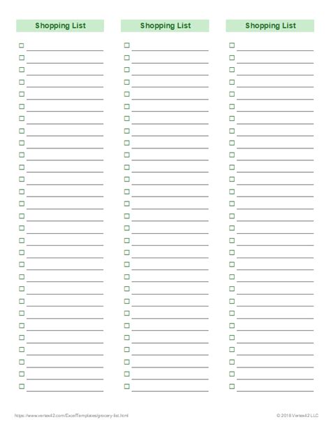 grocery list printable template doctemplates
