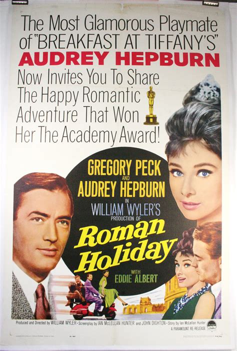 roman holiday original movie poster starring audrey hepburn and