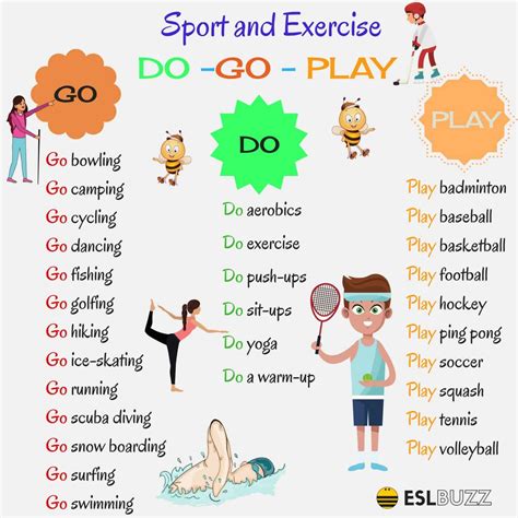 play  sports  activities  learn english