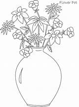 Coloring Vase Flower Round Big Drawing Pages Kids Flowers Drawings Coloringsky Visit sketch template