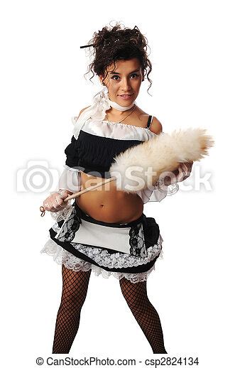 pretty colombian woman dressed as a french maid