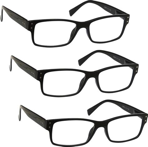 the reading glasses company 3 pack mens black large designer style