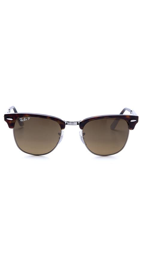 Ray Ban Clubmaster Folding Polarized Sunglasses In Brown