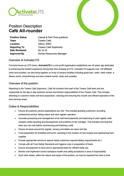cafe rounder position description activateuts issuu
