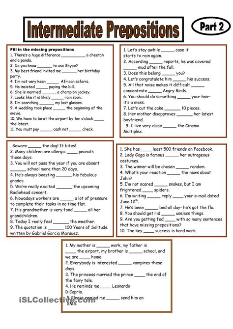 esl grammar worksheet intermediate