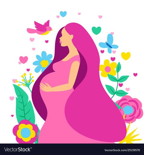 Happy Pregnancy Pretty Pregnant Woman Royalty Free Vector