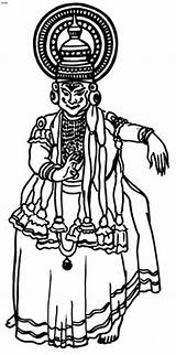 Kathakali Dance Folk Indian Coloring Pages Dances Kerala India Drawing Face Outlines Painting Onam Classical sketch template