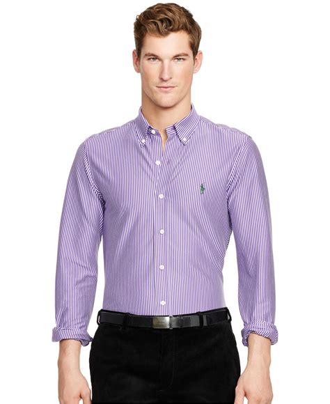 polo ralph lauren striped knit dress shirt  purple  men hot