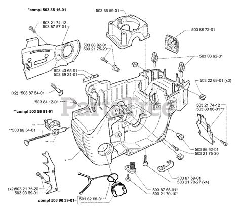 husqvarna  husqvarna chainsaw   crankcase assembly parts lookup  diagrams