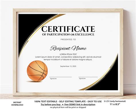 editable basketball award certificate template printable etsy template printable awards