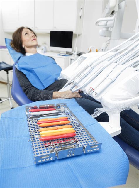 dental clinic chair for patient table with tools stock image image of mouth medical 26337653