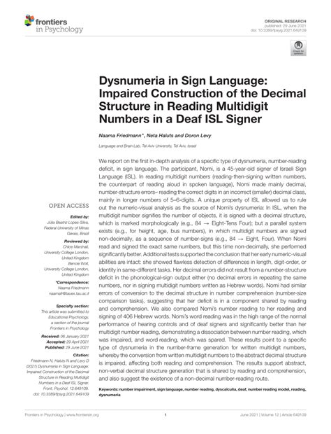 dysnumeria  sign language impaired construction   decimal
