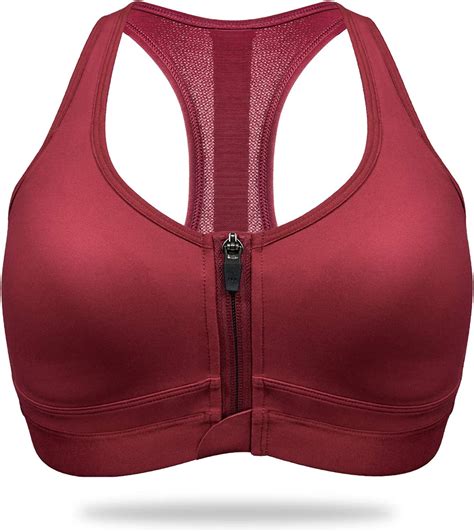 Wingslove Womens High Impact Front Closure Zip Sports Bra Racerback