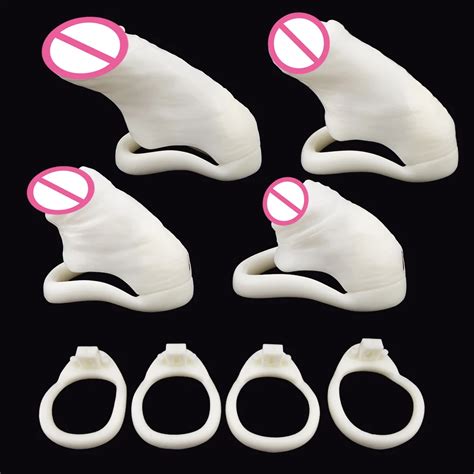 resin simulation penis male chastity cage lock sissy penis ring cock