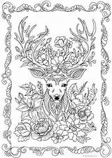 Deer Coloring Fantasy Adult Printable Pages Adults Book Favoreads Kids Sheets Etsy Colouring Detailed Animals Club Designs Flower Sold Books sketch template