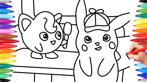 detective pikachu coloring pages detective pikachu drinks coffee