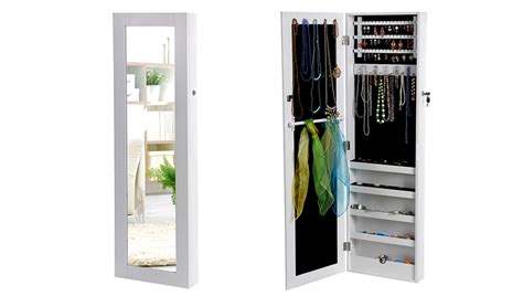 songmics armoire murale  bijoux rangement avec miroir