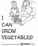 Coloring Grow Vegetable Garden Kids Vegetables Activity Pdf Book Gardening Pages Visit Teaches sketch template