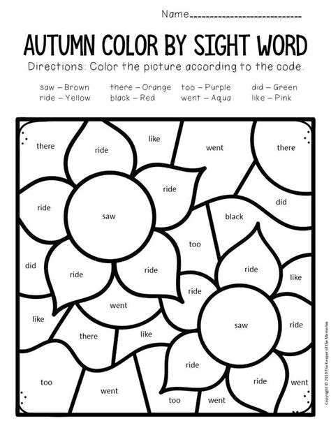 printable kindergarten color words worksheets