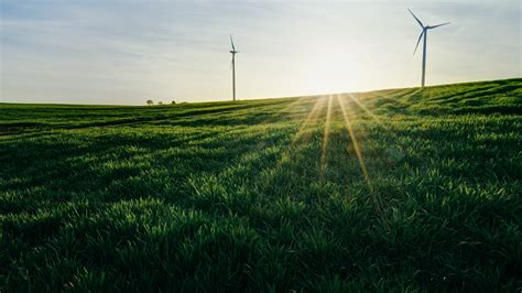 wallpaper wind turbines  green landscape
