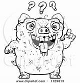 Ugly Dumb Pig Outlined Coloring Confused Devil Clipart Cartoon Thoman Cory Vector Pages Illustration Royalty Marks Shrugging Question Under Blond sketch template