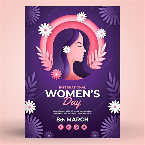 free vector paper style international women s day vertical poster