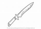 Knife Draw Drawing Strike Counter Gold Step Drawingtutorials101 sketch template