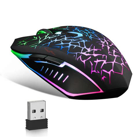 eeekit  wireless gaming mouse rechargeable silent optical mice  colors led lights
