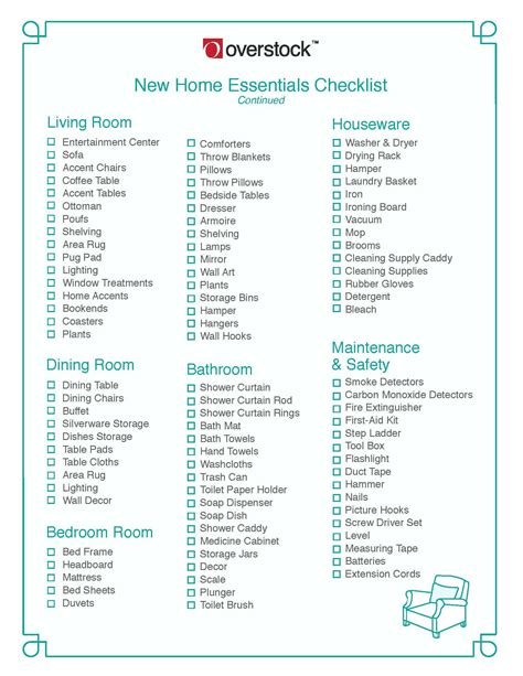 home essentials checklist  life   lead