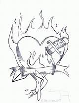 Heart Flaming Drawing Paintingvalley Coloring Pages Getdrawings sketch template