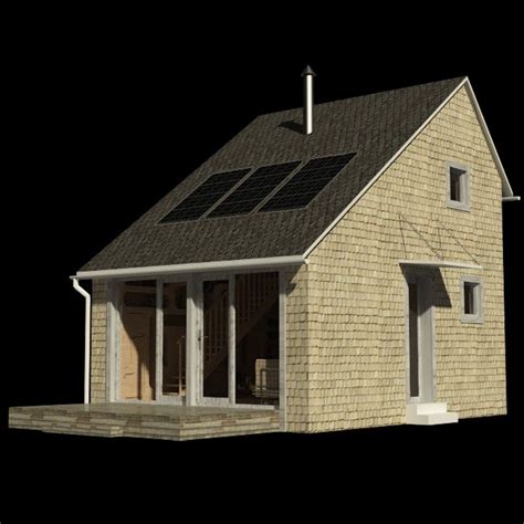 image   small house  solar panels   roof  windows